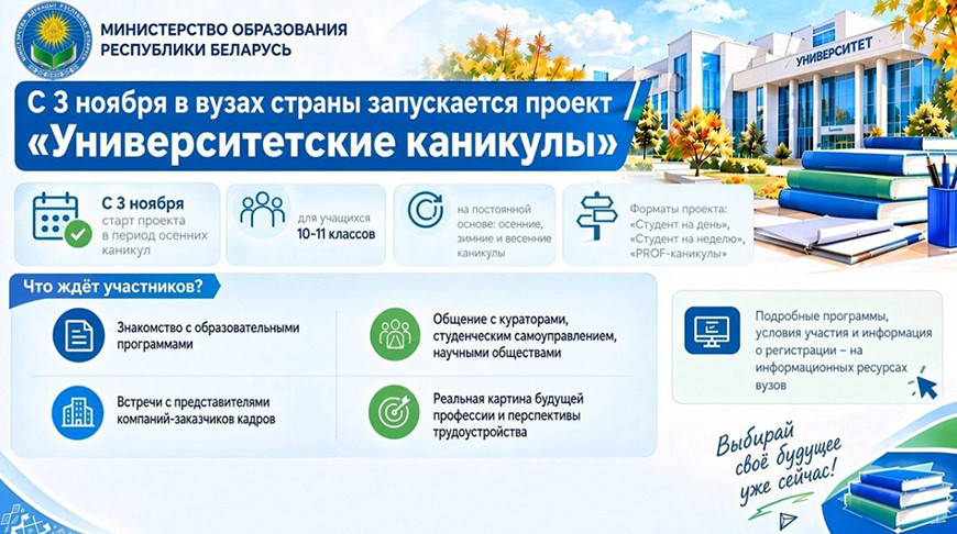 «Университетские каникулы»: новый профориентационный проект стартует в Беларуси 3 ноября